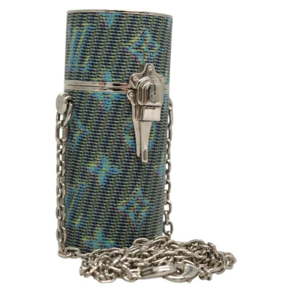 LOUIS VUITTON Monogram LV Pop Chain Lipstick Case Blue MP2536 LV Auth 125431 - Picture 1 of 15